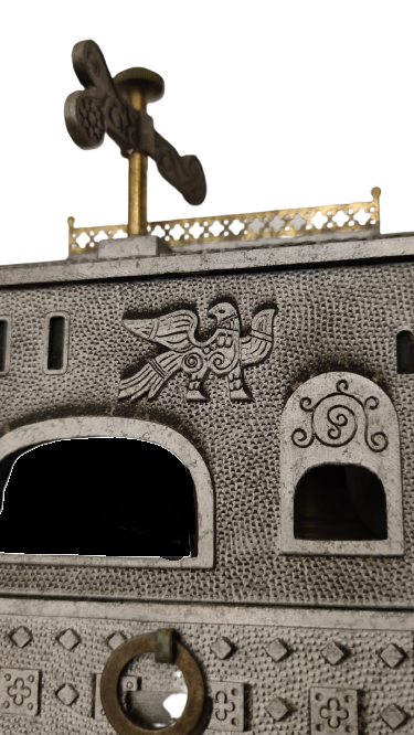 KİLİSE FORMUNDA METAL CİFT KAPAKLI KIRK ADET SIGARA İKRAM KUTUSU