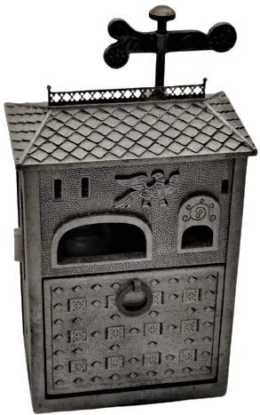 KİLİSE FORMUNDA METAL CİFT KAPAKLI KIRK ADET SIGARA İKRAM KUTUSU