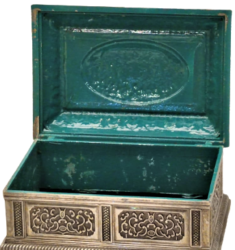 METAL DÖKÜM GÜMÜŞ KAPLANMIŞ HER TARAFI İŞLEMİŞ KAPAKLI TESBİH KUTUSU