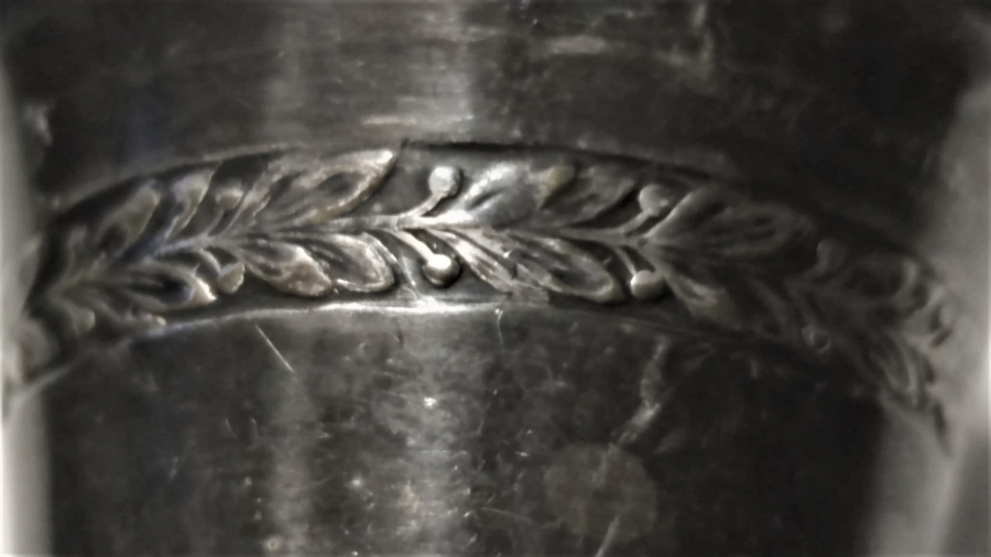 WMF 1/0  STRAUBENMARKE DAMGALI İKİ ADET ÜZERİ İŞLEMELİ GÜMÜŞ KAPLAMA KADEH 