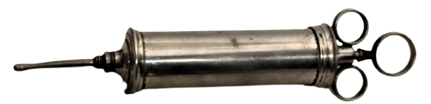 1920 AURAL SYRİNGE BUYUK BOY MEKANİK ELLE KULLANILAN  KROM METAL ÜC PARMAK ENJEKTOR KULAK YIKAMA İÇİN KULLANILAN 