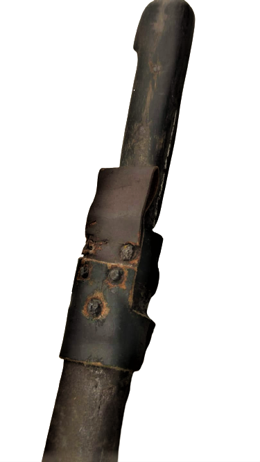 1920 OSMANLI ERMENİ İŞİ SICAK EL DÖVME CELİKDEN  ELDE YAPILMIŞ TENEKE KINLI DERİ SARGILI KUŞAK KAMA 