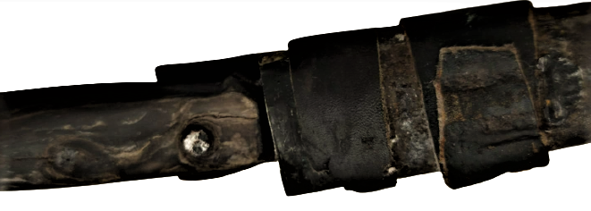 1920 OSMANLI ERMENİ İŞİ SICAK EL DÖVME CELİKDEN  ELDE YAPILMIŞ TENEKE KINLI DERİ SARGILI KUŞAK KAMA 