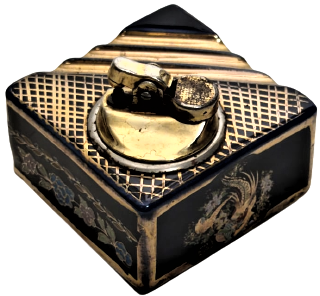 1970 PORSELEN ALTIN YALDIZ CEKME  TM SECKİN LİMOGES  MASA SEHBA ÜZERİ GAZLI CAKMAK