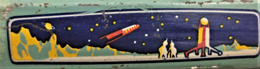 1970 SPACE TANK M0-91 TOYS PİLLİ AKSİYONLU HAREKETLİ ROBOT PALETLİ TENEKE UZAY ARACI OYUNCAK