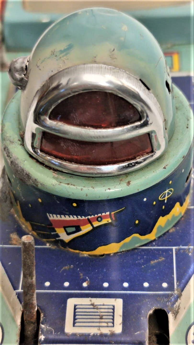 1970 SPACE TANK M0-91 TOYS PİLLİ AKSİYONLU HAREKETLİ ROBOT PALETLİ TENEKE UZAY ARACI OYUNCAK