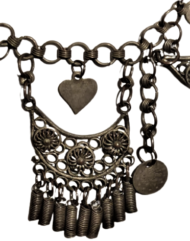 OSMANLI TAMAMI EL YAPIM KİŞİYE ÖZEL TASARIM OLARAK YAPILMIŞ DÜŞÜK AYAR GÜMÜŞ KOLYE