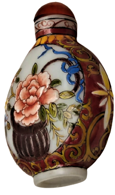  OPALİN ÜZERİ EL İŞLEME HER TARAFI  MİNELİ ÜZERİ  KOMPLE RESİM CERCEVEDE GÜL VAZODA GÜL TEMALI KAPAKLI PARFUM ŞİŞESİ