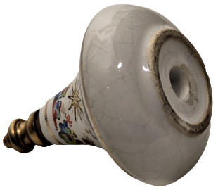 PORSELEN CUBUKLU KAPAK ÜZERİ EL CİZİM DENİZ CANLILARI YUNUSLAR RESMEDİLMİŞ VE EL CEKME ALTIN İŞCİLİKLİ KAPAKLI MİNYATÜR  PARFÜM ŞİŞESİ 