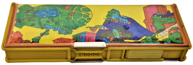 1980 3DOORS KALEM KUTUSU ÜC KAPAKLI TAM TAKIM  NİNJA KAPLUMBAGA RESİMLİ İCERSİ EKSİKSİZ DOLU  