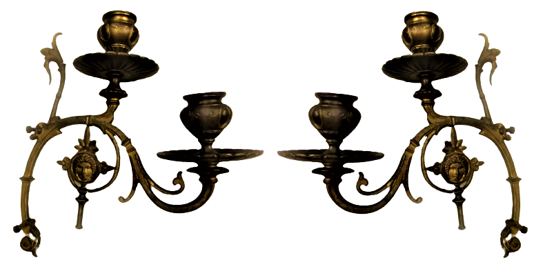 1930 FRANSIZ GOTİK TARZDA TASARLANMIŞ  CİFT PİYANO ŞAMDANI SAG SOL OLARAK BRONZ PİYANO ŞAMDANI CİFT ORTA MUMLU ŞAMDAN