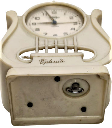 1940 BAKALİT KREM RENKDE KASA RUSYA SSCB CCCP YAPIMI KURMALI MEKANİK VE MÜZİK LATARNALI SAAT