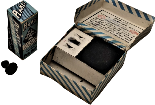 1950 VİNTAGE PER-MET LINEN MARKING OUTFIT ISTANPA MUREKKEP MUHUR ORJINAL KUTUSUNDA 