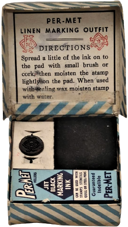 1950 VİNTAGE PER-MET LINEN MARKING OUTFIT ISTANPA MUREKKEP MUHUR ORJINAL KUTUSUNDA 