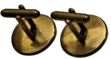 1970 METAL ALTIN KAPLAMA  ÜZERİNDE KAR TANESİ DESENLİ CİFT  MANŞET KOL DÜĞMESİ