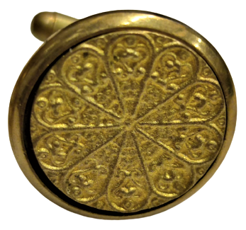 1970 METAL ALTIN KAPLAMA  ÜZERİNDE KAR TANESİ DESENLİ CİFT  MANŞET KOL DÜĞMESİ