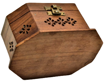 1970 MASİF PİRİNC KAKMA PLAKALARLA BEZELİ KULPLU TAŞINABİLİR KOKU KUTUSU