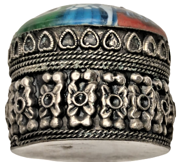 KAPAKLI İLAC SAKLAMA TAŞIMA KUTUSU ÜZERİ TAŞ İŞ METAL ALPAKA KENARLAR KOMPLE İŞLEMELİ