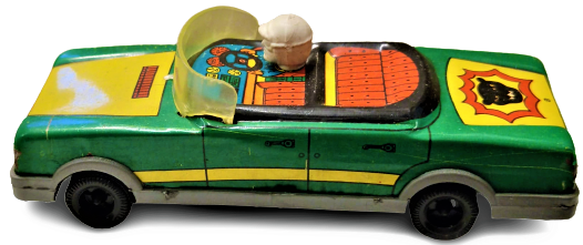 1980 YERLİ TENEKE OYUNCAK ARABA YEŞİL SARI RENKDE GUREL FORD YARIŞ ARABASI BATMEN REKLAMLI SÜRÜCÜLÜ ÖN CAMLI ŞEFFAF SİPERLİKLİ