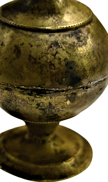 OSMANLIN SULEYMANİYE EL YAPIM  YUVARLAK FORMDA BRONZ  CUBUKLU GÖZ ETRAFINA GÜZEL GÖRÜNME İÇİN CEKİLEN SİYAH SÜRME BOYA KABI SÜRMEDAN