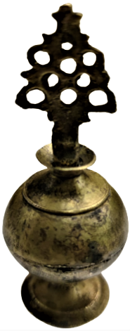 OSMANLIN SULEYMANİYE EL YAPIM  YUVARLAK FORMDA BRONZ  CUBUKLU GÖZ ETRAFINA GÜZEL GÖRÜNME İÇİN CEKİLEN SİYAH SÜRME BOYA KABI SÜRMEDAN