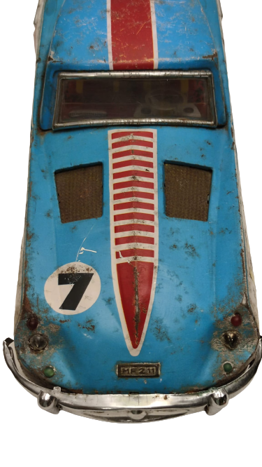MF 211 TOYS JAGUAR CAR TENEKE SÜRTMELİ YARIŞ ARABASI  MAVİ BEYAZ KIRMIZI ŞERİTLİ ÜZERİ REKLAMLİ 