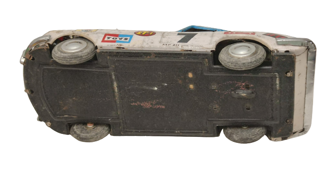 MF 211 TOYS JAGUAR CAR TENEKE SÜRTMELİ YARIŞ ARABASI  MAVİ BEYAZ KIRMIZI ŞERİTLİ ÜZERİ REKLAMLİ 