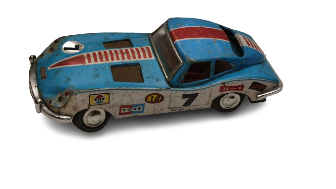 MF 211 TOYS JAGUAR CAR TENEKE SÜRTMELİ YARIŞ ARABASI  MAVİ BEYAZ KIRMIZI ŞERİTLİ ÜZERİ REKLAMLİ 