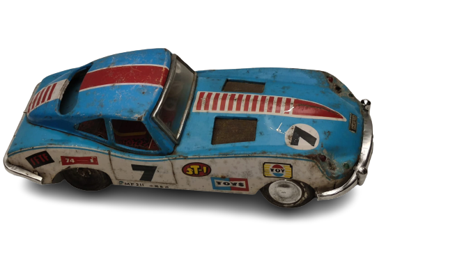 MF 211 TOYS JAGUAR CAR TENEKE SÜRTMELİ YARIŞ ARABASI  MAVİ BEYAZ KIRMIZI ŞERİTLİ ÜZERİ REKLAMLİ 