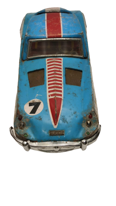 MF 211 TOYS JAGUAR CAR TENEKE SÜRTMELİ YARIŞ ARABASI  MAVİ BEYAZ KIRMIZI ŞERİTLİ ÜZERİ REKLAMLİ 