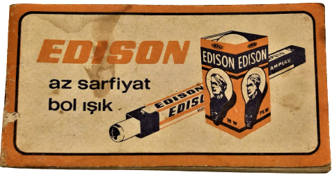 EDİSON AZ SARFİYAT BOL IŞIK FİLAMANLI LAMP VE FLORASAN LAMBA GÖRSELLİ BAKKALARA DAGITILAN YIRTILMASI İCİN DELİKLİ NOT DEFTERİ