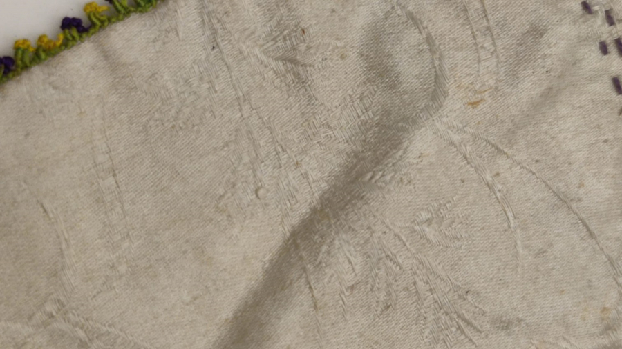 OSMANLI KESE BEYAZ İŞLEMELİ AVRUPA SATEN KUMAŞA EL İŞİ PARA KESESİ KENARLARI OYA İŞİ 