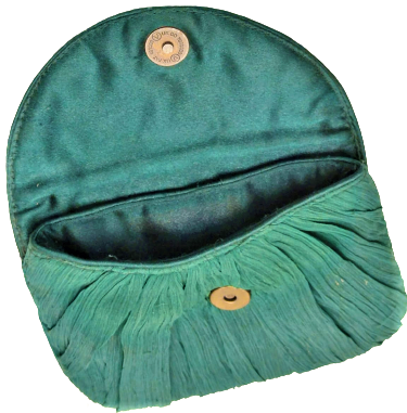 OSMANLI CANTA  EL YAPIM ÜZERİ TEL KIRMA SİM İŞLEMELİ YEŞİL ŞİFON ÜZERİ GECE CANTASI