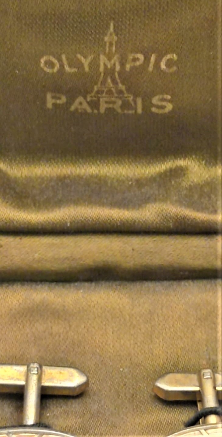 1930 OLYMPIC PARİS OVAL SEDEF KOL DÜGMESİ ORJİNAL KUTUSUNDA 