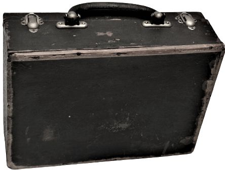 1930 SİYAH RENKLİ DESENLİ KAGIL KAPLI TAHTA DOKTOR MUAYNE CANTAS METAL TAŞIMA KULPLU  İKİ ADET METAL KİLİT SİSTEMLİ  DOKTOR CANTASI