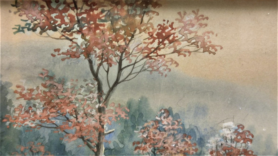 1920 OSMANLI CONSTANTINOPLE MAX FRUCHTERMANN YUKSEK KALDIRIM GALATA  ETİKETLİ SULUBOYA CALIŞMA  JAPON SANATCI REİHO SULUBOYA RESİM İMZALI ORJİNAL AHŞAP VARAK CERCEVESİNDE