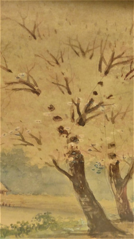 1920 OSMANLI CONSTANTINOPLE MAX FRUCHTERMANN YUKSEK KALDIRIM GALATA  ETİKETLİ JAPON SANATCI SULUBOYA RESİM İMZALI S. NİİMİ ORJİNAL AHŞAP KENDİ CERCEVESİNDE 