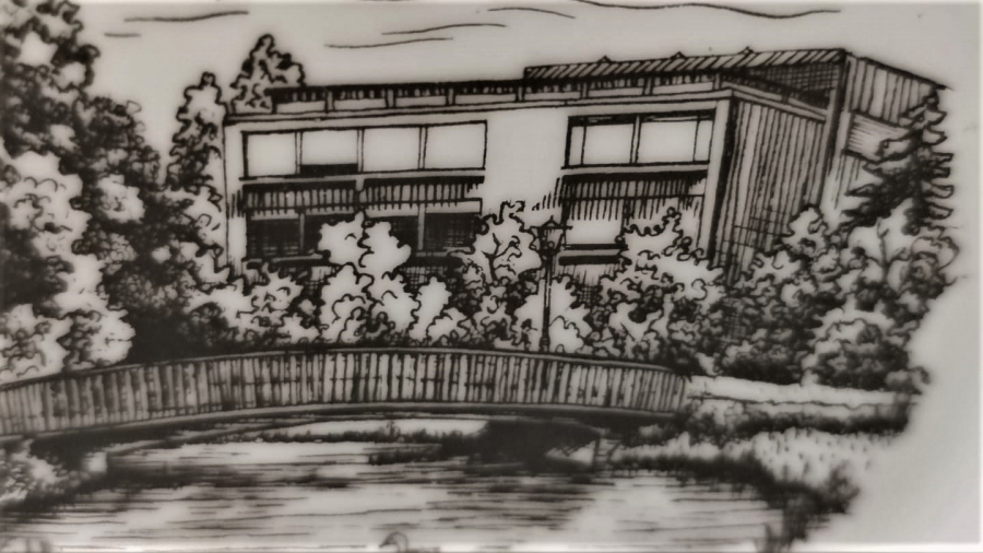 1950 GERMANY BEYAZ PORSELEN DUVAR TABAGI NEUMÜNSTER-TEİCHUFER GÖRSELLİ SİYAH BEYAZ OLARAK YAPILMIŞ