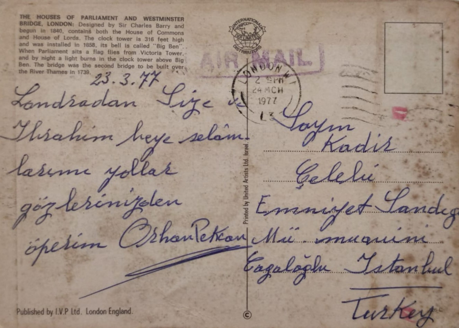1960 1970 THE HOUSES OF PARLİAMENT AND WESTMINSTER BRIDGE LONDON BASKI KARTPOSTAL ARKASI YAZILI POSTADAN GECMİŞ