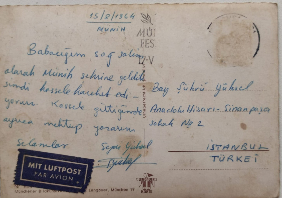 1960 1970 MÜNCHEN RENKLİ BASKI PARCALI KARTPOSTAL ARKASI YAZILI POSTADAN GECMİŞ