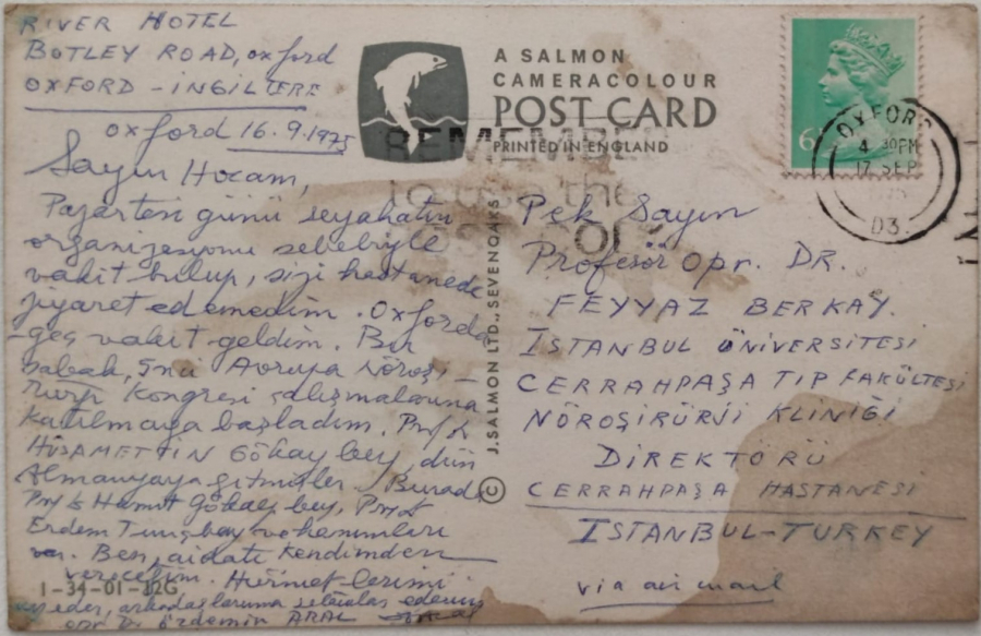 1960 1970 OXFORD COLLEGES RENKLİ BASKI PARCALI KARTPOSTAL ARKASI YAZILI POSTADAN GECMİŞ