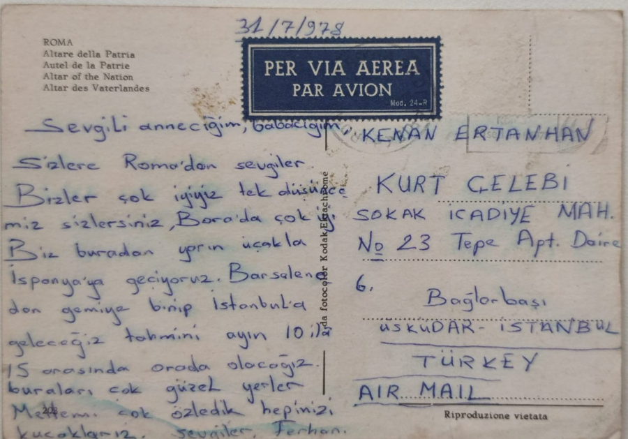 1960 1970 ROMA ALTARE DELLA PATRIA  RENKLİ BASKI KARTPOSTAL ARKASI YAZILI POSTADAN GECMİŞ