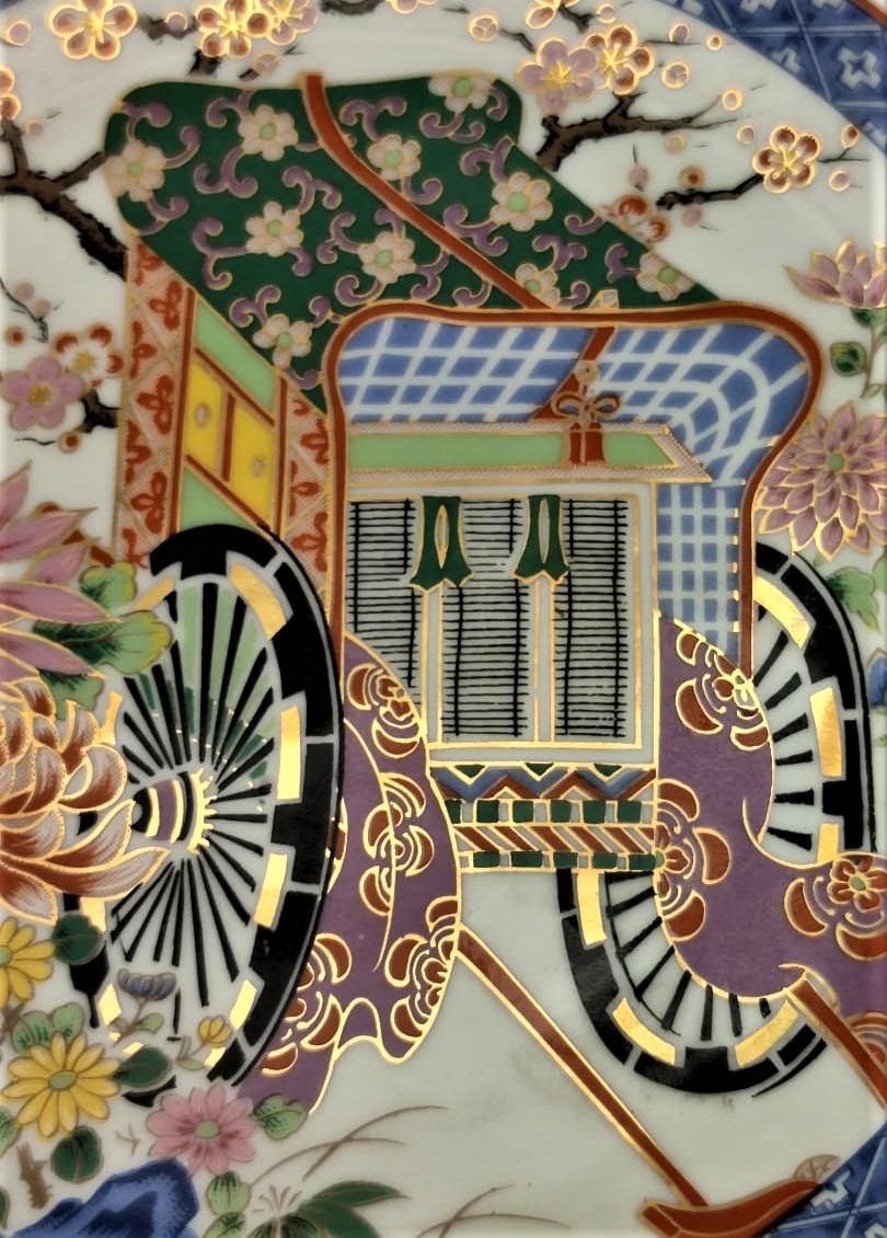 1960 EL YAPIM EL CİZİM ÖZEL TASARIM JAPAN KÜLTÜRÜ PORSELEN TABAK 