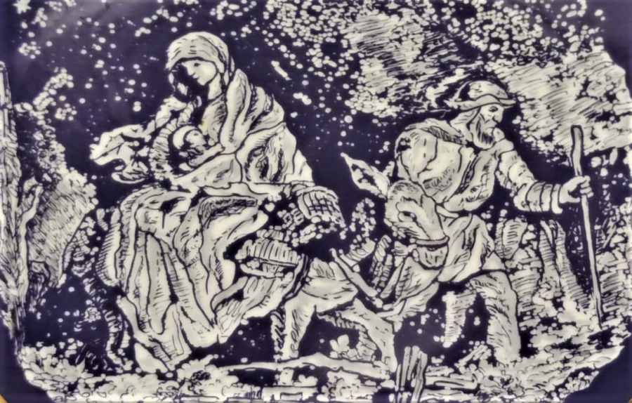 1960 SCHEDEL BAVARIA FROHE WEİHNACHT KOBALT MAVİSİ PORSELEN DUVAR TABAK 20 CM CAP