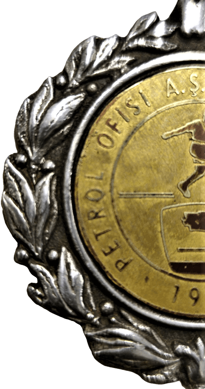 PETROL OFİSİ AŞ BAHAR KUPASI 1984 MADALYA KENARLAR CELENKLİ GÜMÜŞ KAPLAMA  