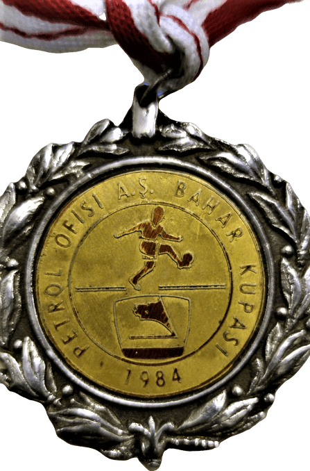 PETROL OFİSİ AŞ BAHAR KUPASI 1984 MADALYA KENARLAR CELENKLİ GÜMÜŞ KAPLAMA  