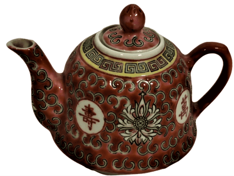 1960 PORSELEN  CİN CAT KULTURU TAM TAKIM CAY TAKIMI TEPSİ KAPAKLI DEMLİK DÖRT ADET CAY İÇİM  BARDAGI