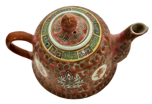 1960 PORSELEN  CİN CAT KULTURU TAM TAKIM CAY TAKIMI TEPSİ KAPAKLI DEMLİK DÖRT ADET CAY İÇİM  BARDAGI