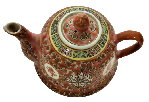 1960 PORSELEN  CİN CAT KULTURU TAM TAKIM CAY TAKIMI TEPSİ KAPAKLI DEMLİK DÖRT ADET CAY İÇİM  BARDAGI