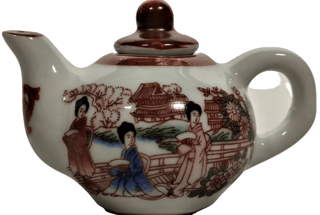 PORSELEN UFAK TİRYAKİ KAPAKLI DEMLİK TAMAMI EL BOYAMA  EL İŞCİLİKLİ